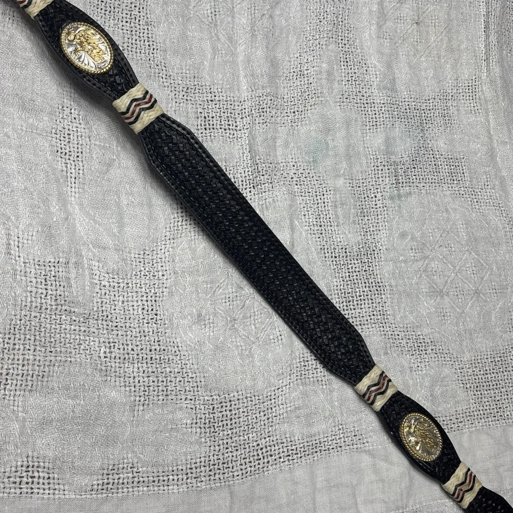 Vtg Scrimshaw Belt & Buckle By Barlow Calgary Stampede Sz 30 Leather